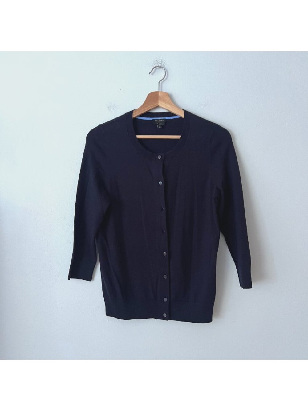 Talbots Pima Cotton Navy Blue Cardigan Sweater Women's Size Small Petite